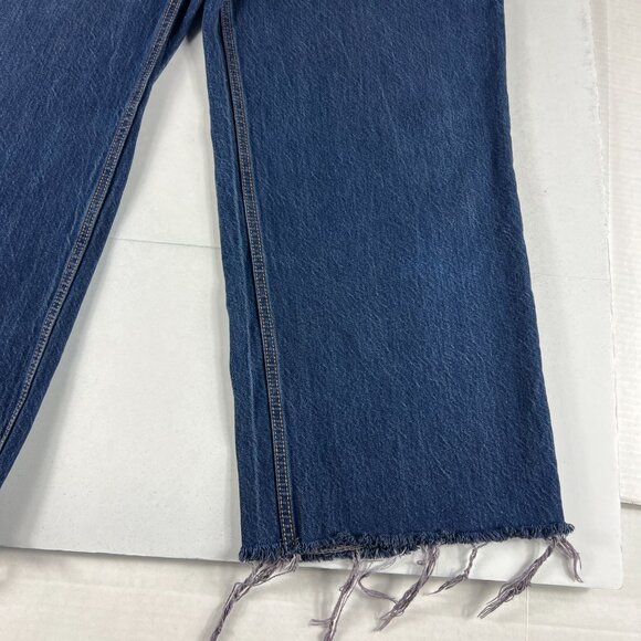 Abercrombie Fitch Jeans Womens 32x27* High Rise Loose Blue Raw Hem Denim Tag 31S - Picture 5 of 16